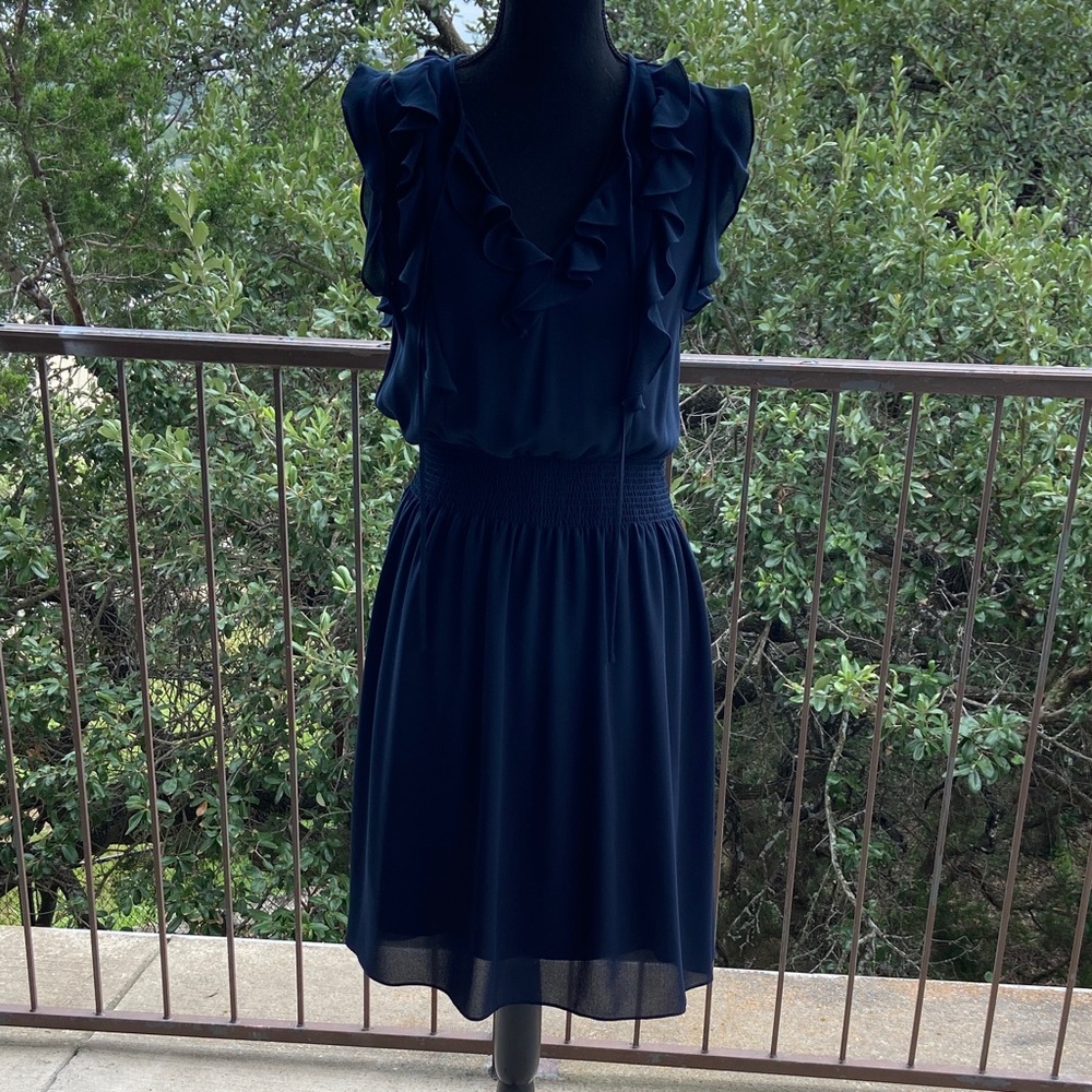 Rebecca Taylor Midnight Blue Ruffle Mini Dress